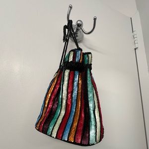 Rainbow sequin small handbag